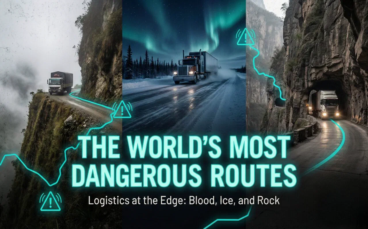 A dangerous mountain road for heavy goods vehicles