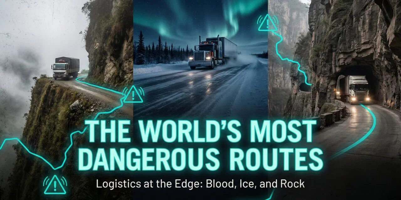 A dangerous mountain road for heavy goods vehicles