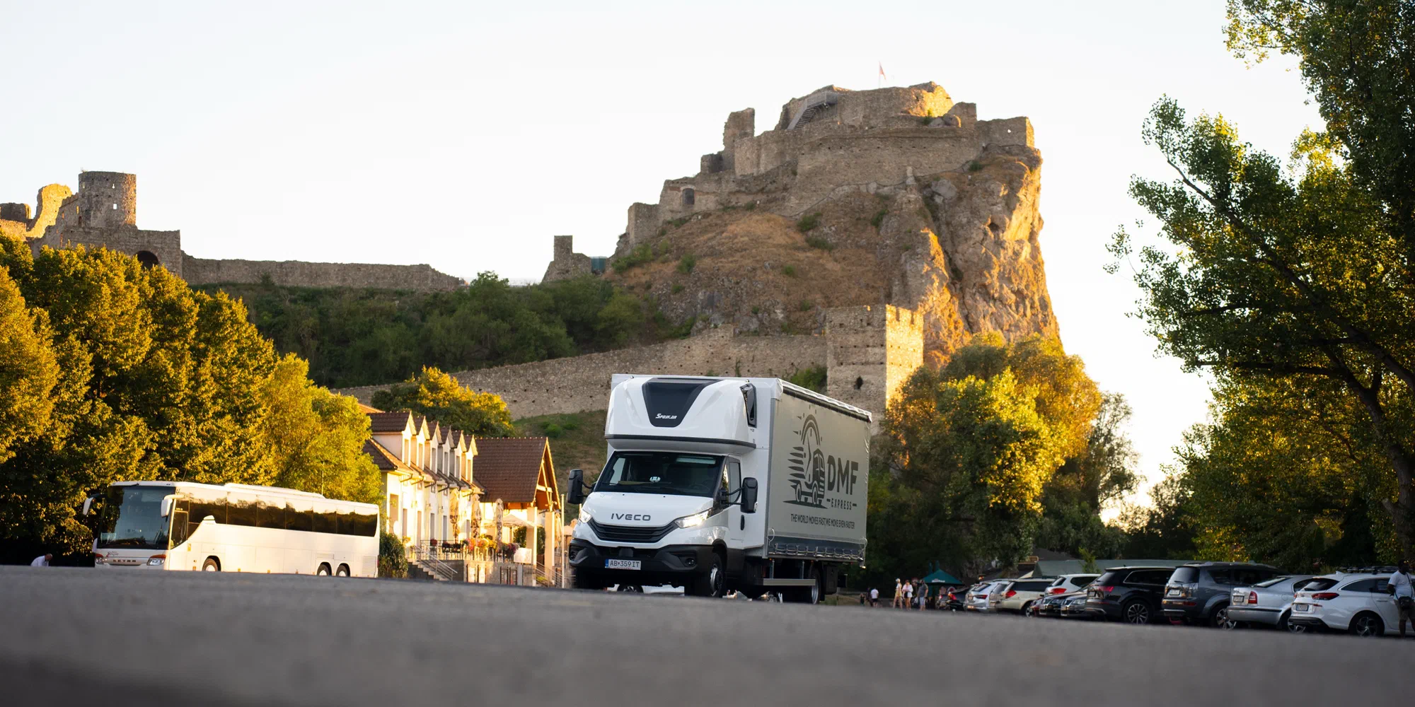 DMF Express curtain-side truck ready to depart on a time-critical express transport